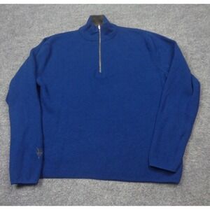 Ibex Sweater Mens L Blue 100% Merino Wool 1/4 Zip Performance Pullover Midweight